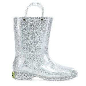 Kids Glitter Rain Boot - Western Chief SILVER, size 5 toddler